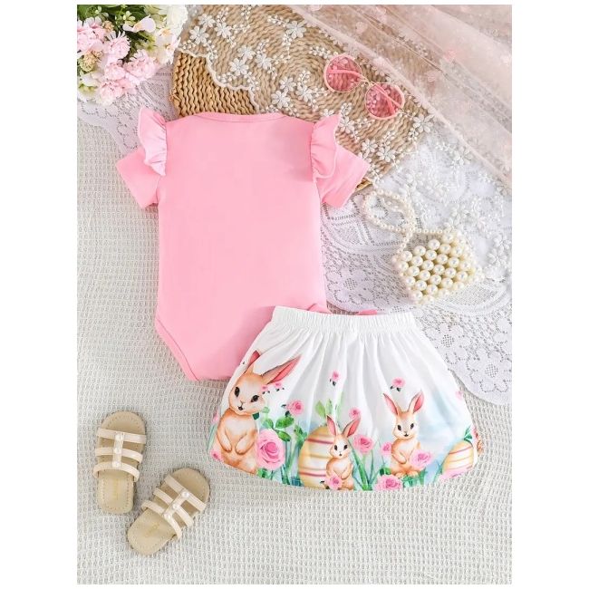Set bebelusi "bunny" - body roz si fustita mdtu119-r2