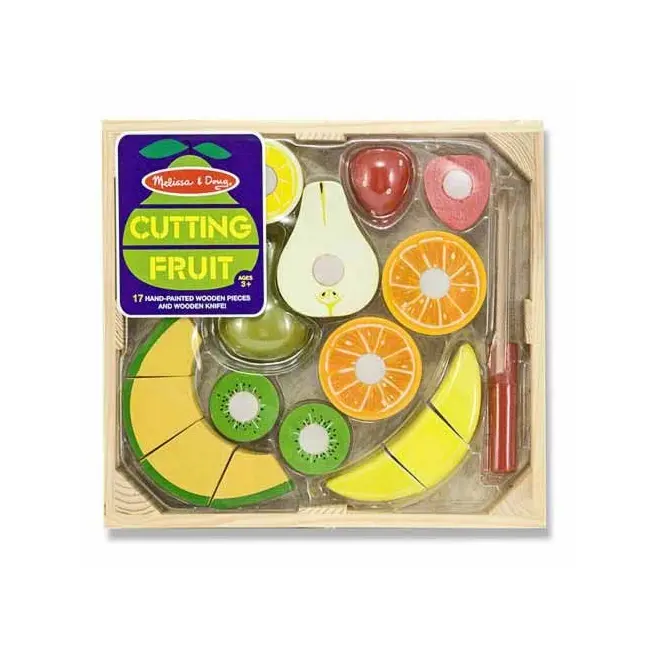 Set fructe lemn pentru taiat - melissa & doug - okemd4021