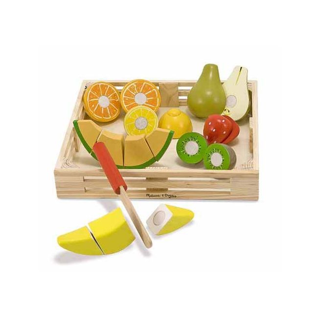 Set fructe lemn pentru taiat - melissa & doug - okemd4021
