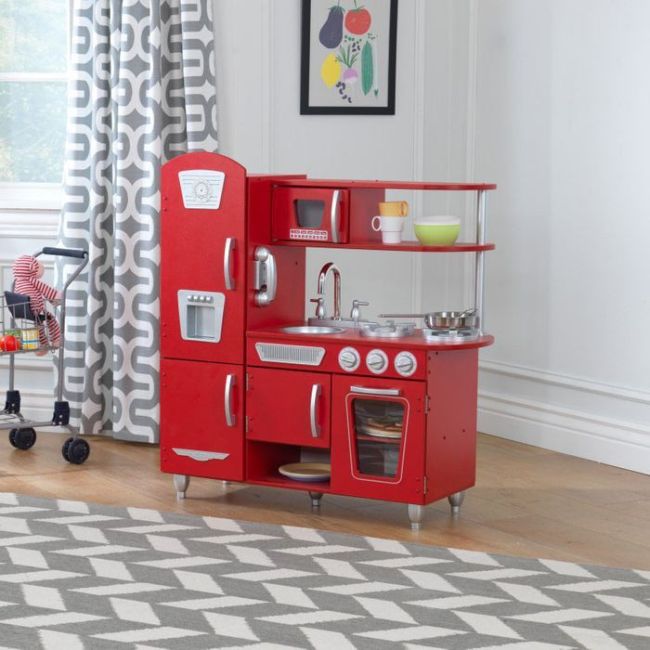 Bucatarie de jucarie din lemn red vintage kidkraft - okekk53173