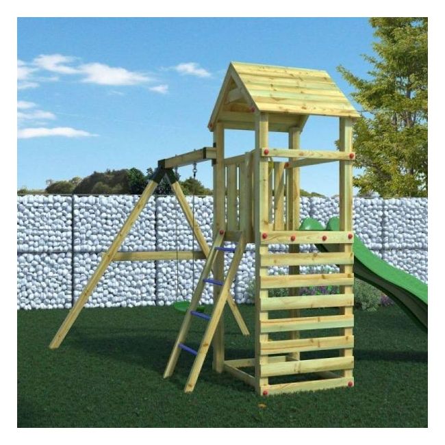 Complex de joaca din lemn fungoo® gaia t1s 04720pk (natur) - okefu04720pk