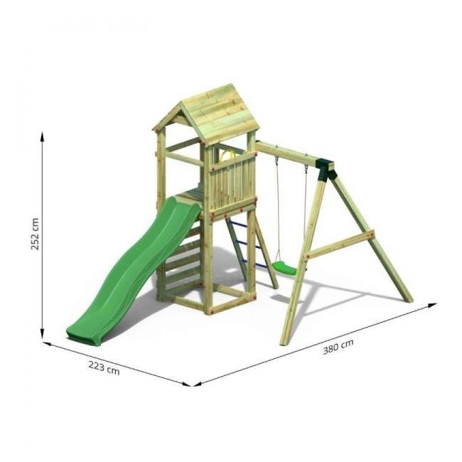Complex de joaca din lemn fungoo® gaia t1s 04720pk (natur) - okefu04720pk