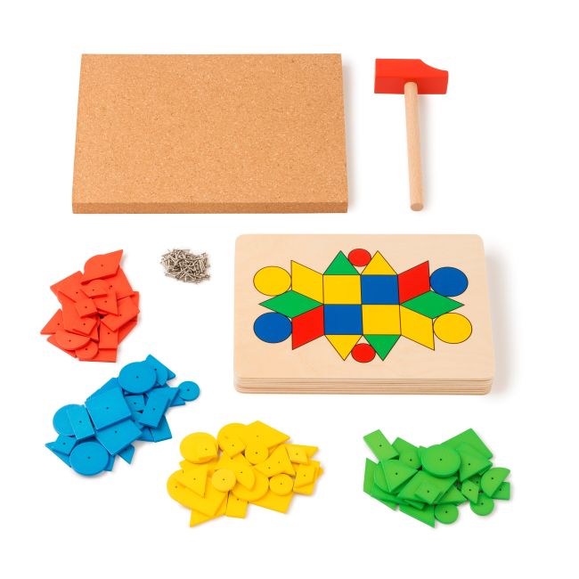 Joc educativ de constructii cu ciocan si cuie forme geometrice - oketfl900000088