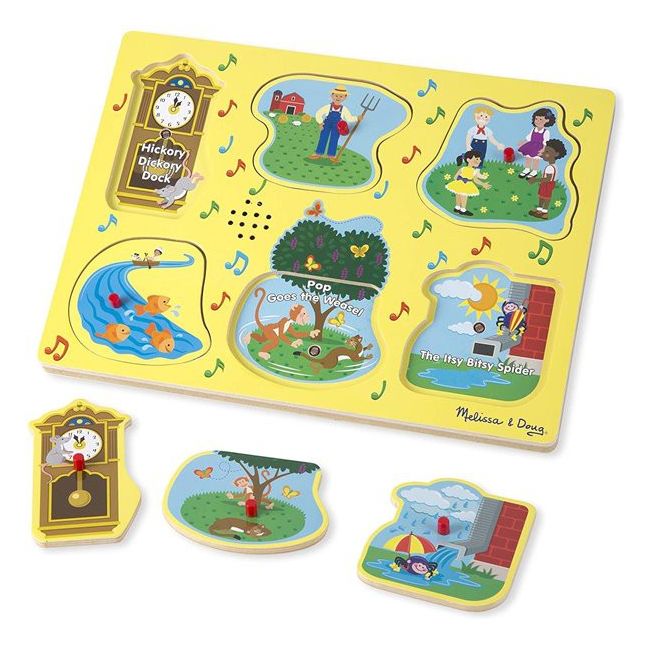 Puzzle de lemn cu sunete cantecele copilariei melissa & doug - okemd0735