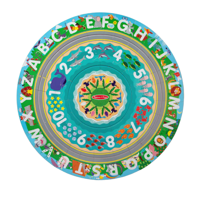 Puzzle de podea circular pentru invatarea numerelor si literelor (limba engleza) tarmul marii - okemd31008
