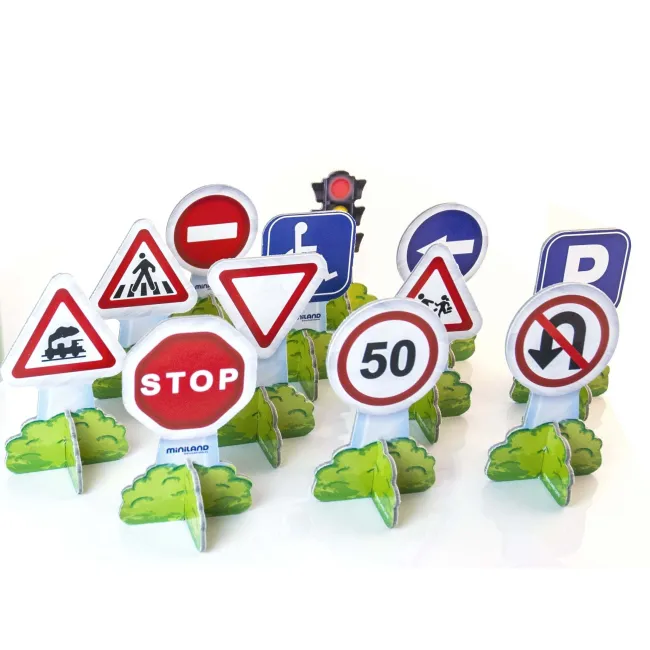 Set 12 semne de circulatie mini - miniland - okeml27461