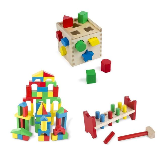 Set 3 jucarii clasice din lemn - okemd93685