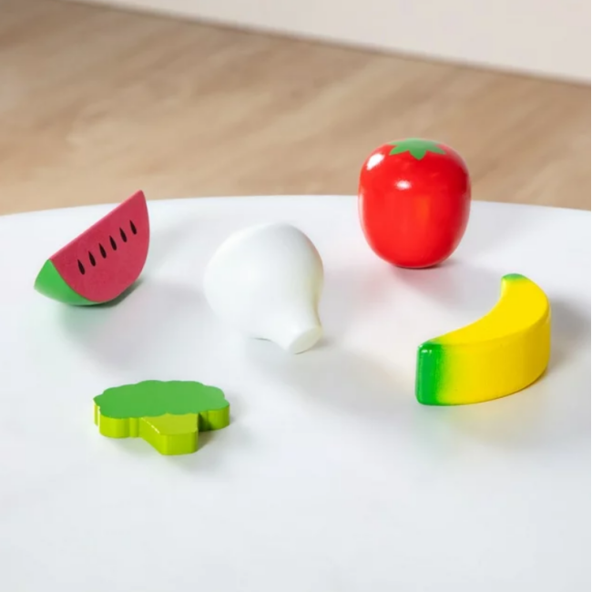 Set de joaca din lemn pentru jocuri de rol fructe si legume - okemd95209
