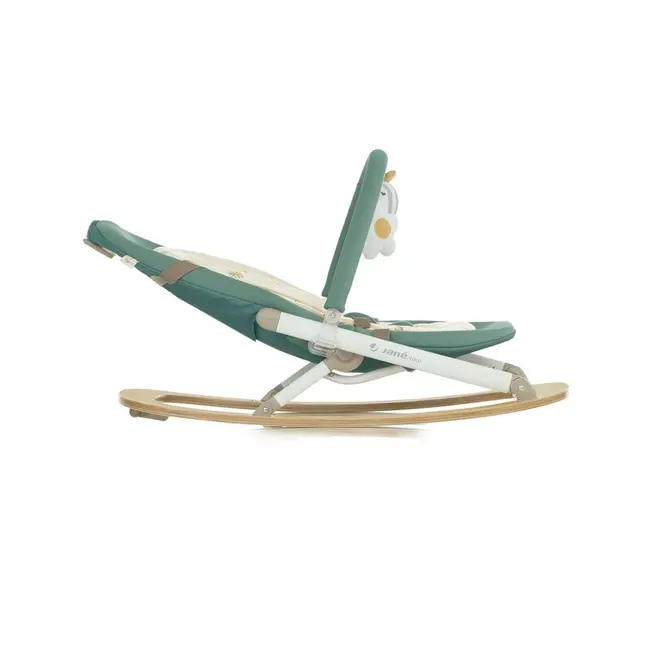 Balansoar, Jane, Kalm, Pliabil, Cu bara de jucarii si spatar reglabil, Cu baza din lemn, Conform cu standardul european de siguranta EN 12790:2023, Botanic BYN8420421090909