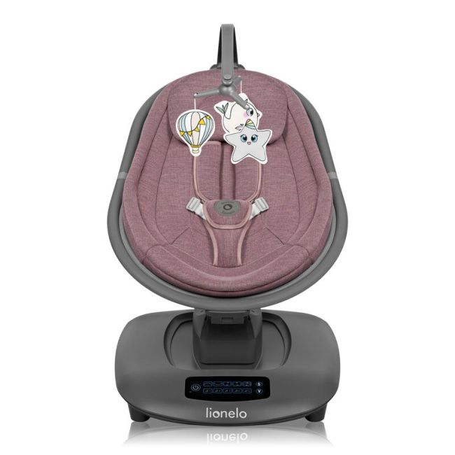 Balansoar si sezlong, Lionelo, Blossom, 5 melodii, 5 moduri de balansare, Cu jucarii, Husa respirabila, 60% bambus, Cu telecomanda, Reglare pozitie scaun pentru somn, Pana la 9 kg, Mov BYNLO-BLOSSOM_PINK_MAUVE