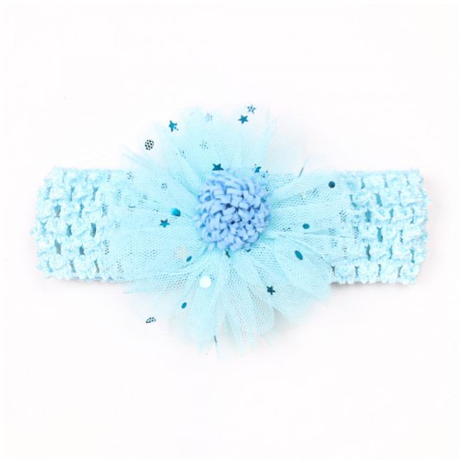 Bentita bleu pentru fetite - floarea dantelata cu stelute mdx-22040-4-div