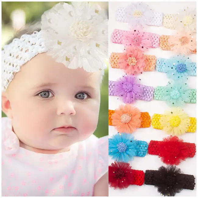 Bentita portocalie pentru fetite - floarea dantelata cu stelute mdx-22040-5-div