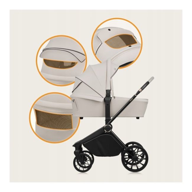 Carucior 2 in 1, Lionelo, Mika Plus, Cadru din aluminiu, Cu landou intarit si salteluta moale, Reversibil, Cu sistem de ventilatie 3D, Cu accesorii, Pana la 22 kg, Conform cu EN1888-1 EN1888-2, EN1466, Bej BYNLO-MIKA_PLUS_2IN1_BEIGE_SAND
