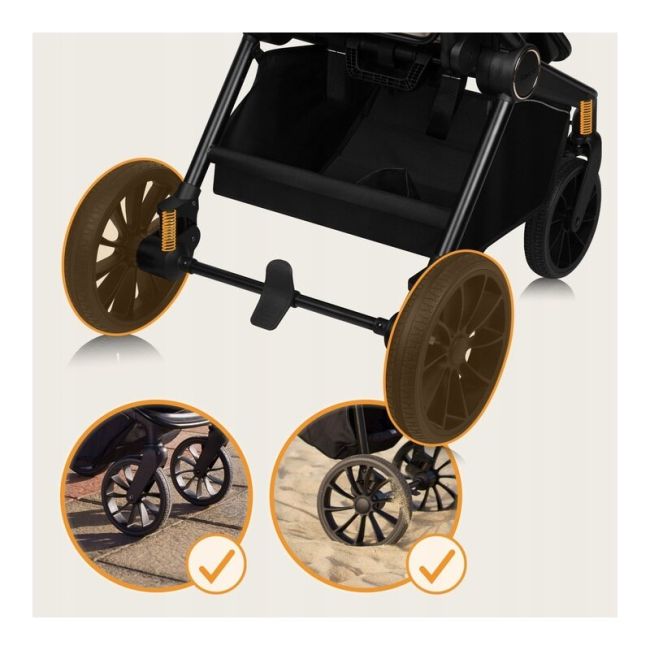 Carucior 2 in 1, Lionelo, Mika Plus, Cadru din aluminiu, Cu landou intarit si salteluta moale, Reversibil, Cu sistem de ventilatie 3D, Cu accesorii, Pana la 22 kg, Conform cu EN1888-1 EN1888-2, EN1466, Bej BYNLO-MIKA_PLUS_2IN1_BEIGE_SAND