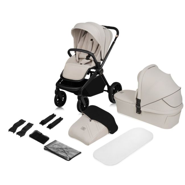 Carucior 2 in 1, Lionelo, Mika Plus, Cadru din aluminiu, Cu landou intarit si salteluta moale, Reversibil, Cu sistem de ventilatie 3D, Cu accesorii, Pana la 22 kg, Conform cu EN1888-1 EN1888-2, EN1466, Bej BYNLO-MIKA_PLUS_2IN1_BEIGE_SAND