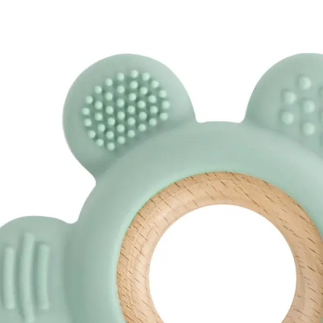 Jucarie dentitie bebelusi, Jane, Din silicon si lemn, Fara BPA, Mint BYN8420421091449