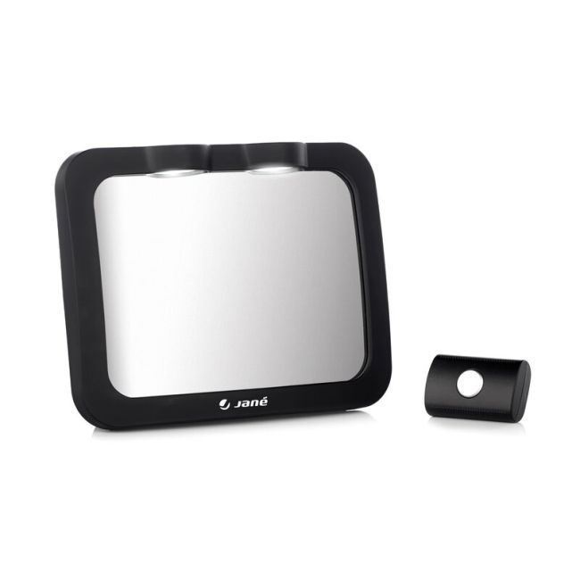 Oglinda auto, Jane, Pentru masina, Cu iluminare LED, Include telecomanda pentru pornire si oprire usoara, Din sticla rezistenta la spargere, 28 x 7 x 20 cm, Black BYN8420421074985