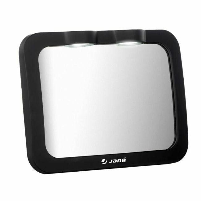 Oglinda auto, Jane, Pentru masina, Cu iluminare LED, Include telecomanda pentru pornire si oprire usoara, Din sticla rezistenta la spargere, 28 x 7 x 20 cm, Black BYN8420421074985