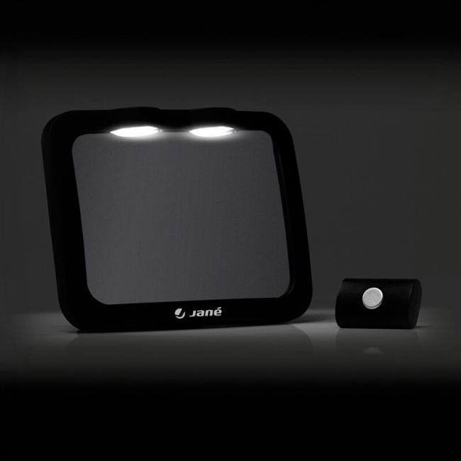 Oglinda auto, Jane, Pentru masina, Cu iluminare LED, Include telecomanda pentru pornire si oprire usoara, Din sticla rezistenta la spargere, 28 x 7 x 20 cm, Black BYN8420421074985