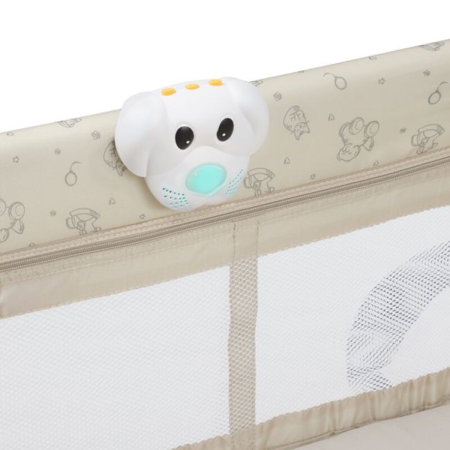 Patut pliant, Lionelo, Sven Plus, 120x60 cm, Cu doua nivele, Cu arcada jucarii, masuta de infasat, vibratii, melodii, conform cu standardele europeane de securitate EN716 si EN12221, Bej Latte BYNLO-SVEN_PLUS_BEIGE_LATTE