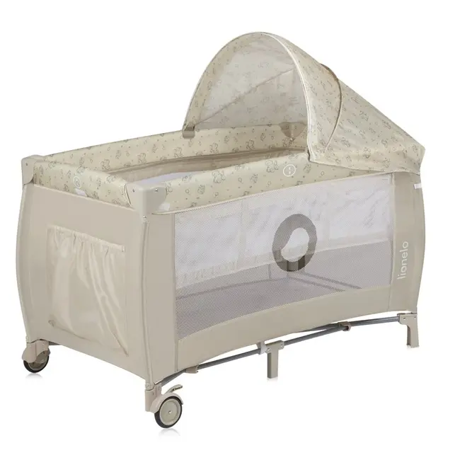 Patut pliant, Lionelo, Sven Plus, 120x60 cm, Cu doua nivele, Cu arcada jucarii, masuta de infasat, vibratii, melodii, conform cu standardele europeane de securitate EN716 si EN12221, Bej Latte BYNLO-SVEN_PLUS_BEIGE_LATTE