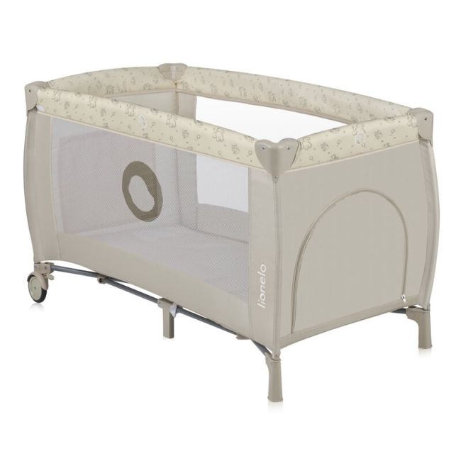 Patut pliant, Lionelo, Sven Plus, 120x60 cm, Cu doua nivele, Cu arcada jucarii, masuta de infasat, vibratii, melodii, conform cu standardele europeane de securitate EN716 si EN12221, Bej Latte BYNLO-SVEN_PLUS_BEIGE_LATTE