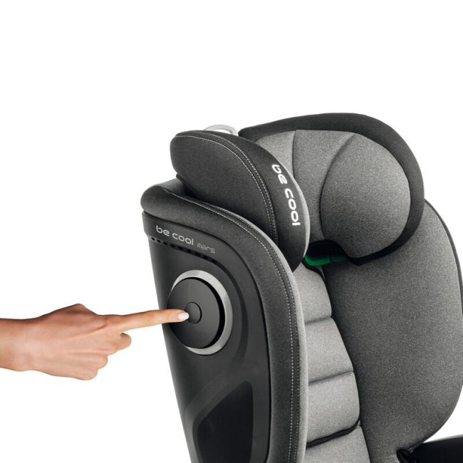 Scaun auto, Be Cool, Mars I-Size, 100-150 cm, 4-12 ani, Cu isofix, Protectie superioara in caz de impact lateral - SPS, Cu tetiera reglabila, Conform cu standardul european de securitate ECE R129, Dark BYN8420421077962