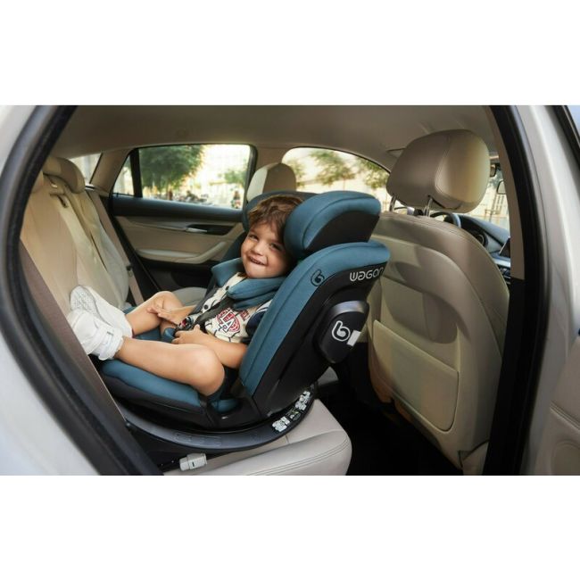 Scaun auto, Be Cool, Wagon I-Size, Rotire 360 grade, 40 - 150 cm, 0 - 36 kg, Cu Isofix si picior stabilizator, Cu protectie laterala de siguranta, Conform cu standardul european de securitate ECE R129, Petrol BYN8420421092750