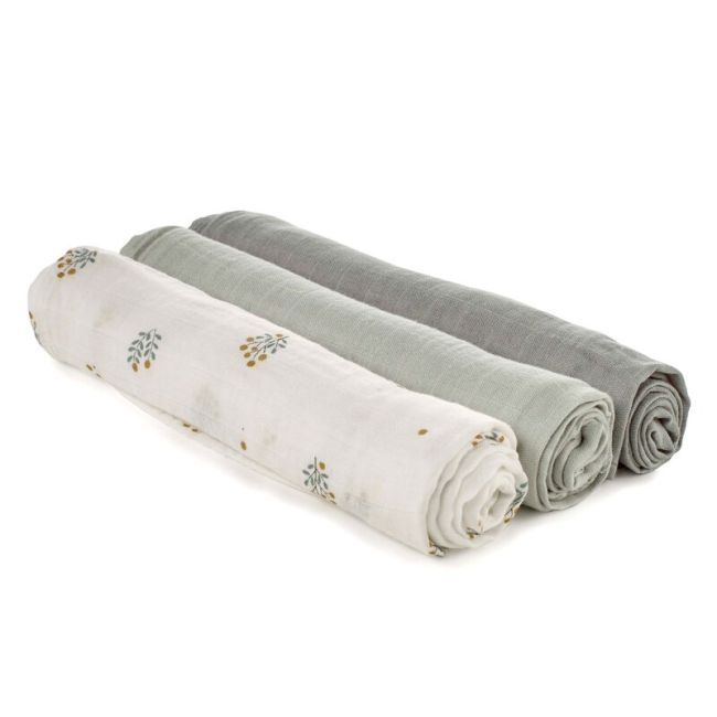 Set 3 scutece, Jane, Din muselina de bambus, Hipoalergenice, 80 x 80 cm, Botanic BYN8420421089163
