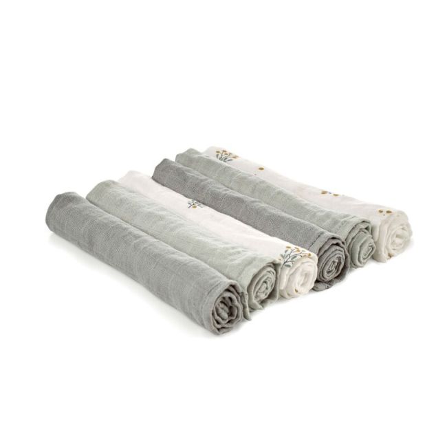 Set 6 scutece, Jane, Din muselina de bambus, Hipoalergenice, 35 x 35 cm, Botanic BYN8420421089187