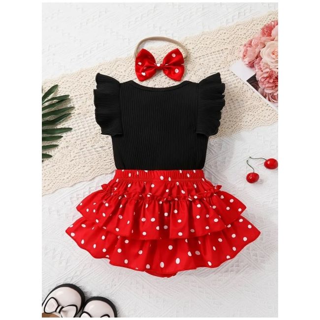 Set pentru fetute cu body si pantaloni cu volane - adorable mbtu120-r2