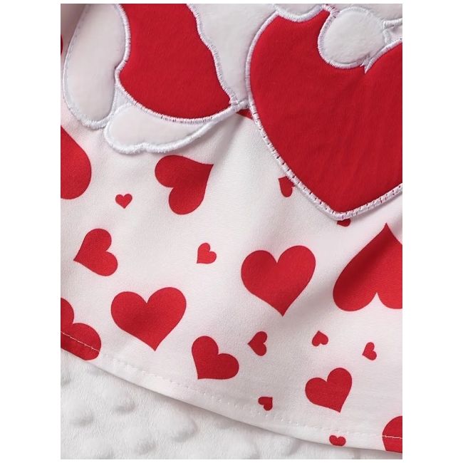 Set sarafan alb cu inimioare si body rosu mdtu126-r2