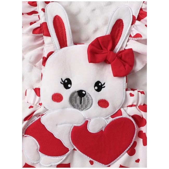 Set sarafan alb cu inimioare si body rosu mdtu126-r2