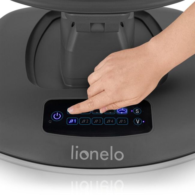 Balansoar si sezlong, Lionelo, Blossom, 5 melodii, 5 moduri de balansare, Cu jucarii, Husa respirabila, 60% bambus, Cu telecomanda, Reglare pozitie scaun pentru somn, Pana la 9 kg, Gri BYNLO-BLOSSOM_GREY_CONCRETE