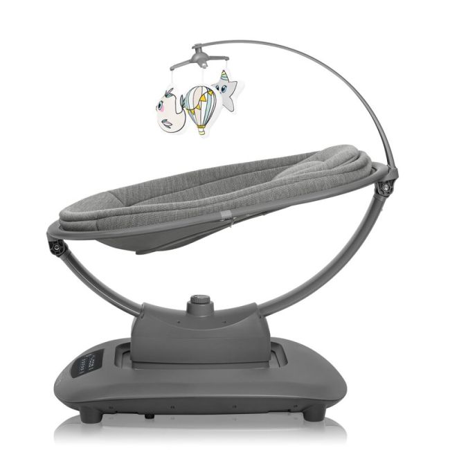 Balansoar si sezlong, Lionelo, Blossom, 5 melodii, 5 moduri de balansare, Cu jucarii, Husa respirabila, 60% bambus, Cu telecomanda, Reglare pozitie scaun pentru somn, Pana la 9 kg, Gri BYNLO-BLOSSOM_GREY_CONCRETE