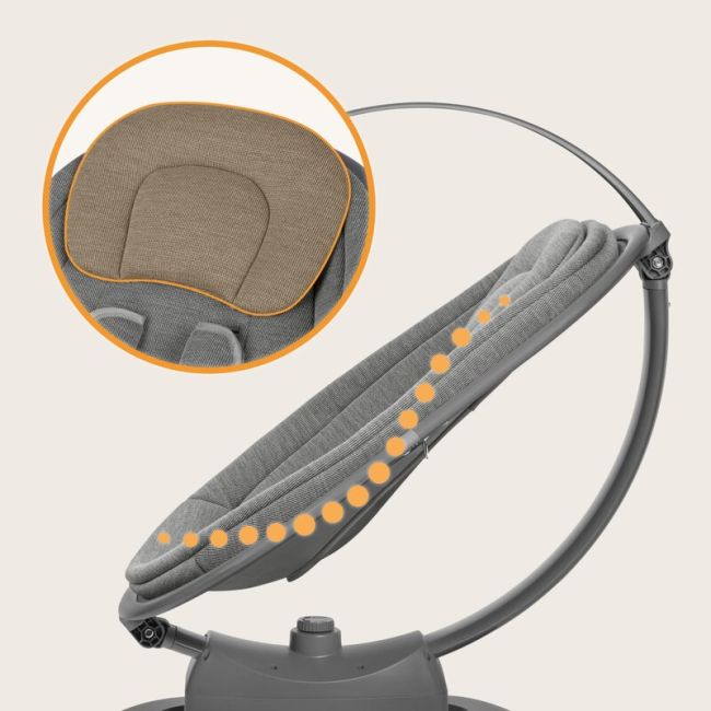 Balansoar si sezlong, Lionelo, Blossom, 5 melodii, 5 moduri de balansare, Cu jucarii, Husa respirabila, 60% bambus, Cu telecomanda, Reglare pozitie scaun pentru somn, Pana la 9 kg, Gri BYNLO-BLOSSOM_GREY_CONCRETE