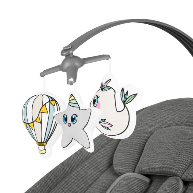 Balansoar si sezlong, Lionelo, Blossom, 5 melodii, 5 moduri de balansare, Cu jucarii, Husa respirabila, 60% bambus, Cu telecomanda, Reglare pozitie scaun pentru somn, Pana la 9 kg, Gri BYNLO-BLOSSOM_GREY_CONCRETE
