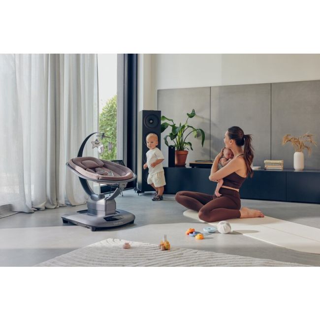 Balansoar si sezlong, Lionelo, Blossom, 5 melodii, 5 moduri de balansare, Cu jucarii, Husa respirabila, 60% bambus, Cu telecomanda, Reglare pozitie scaun pentru somn, Pana la 9 kg, Gri BYNLO-BLOSSOM_GREY_CONCRETE