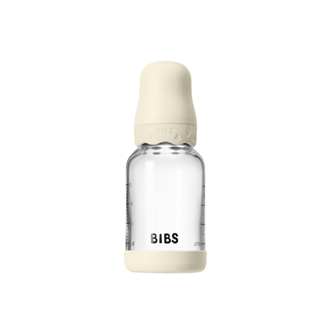 Bibs - set complet biberon boheme din sticla anticolici cu tetina din latex, flux lent, 120 ml, ivory bbb50192216