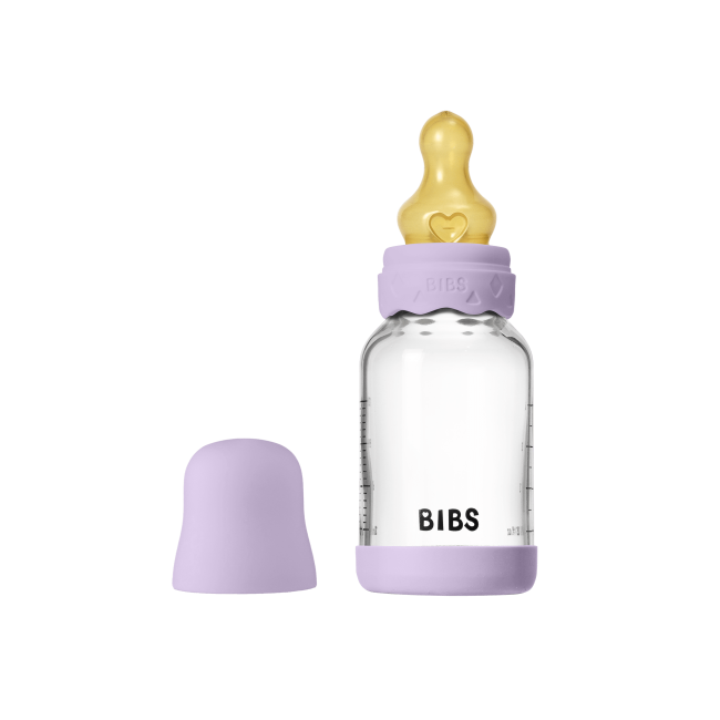 Bibs - set complet biberon boheme din sticla anticolici cu tetina din latex, flux lent, 120 ml, violet sky bbb50192291