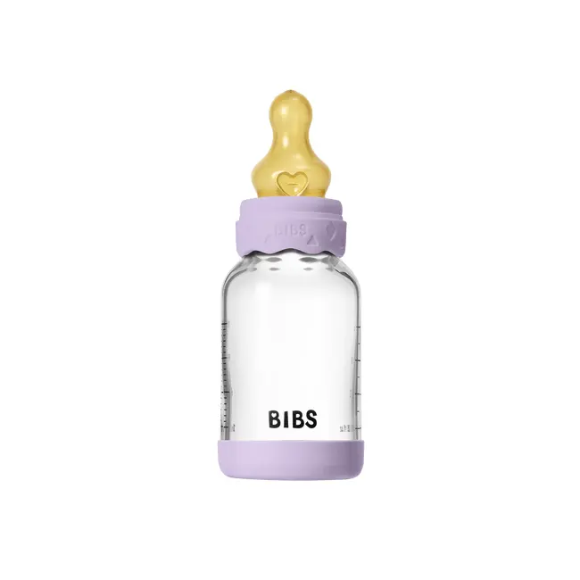 Bibs - set complet biberon boheme din sticla anticolici cu tetina din latex, flux lent, 120 ml, violet sky bbb50192291