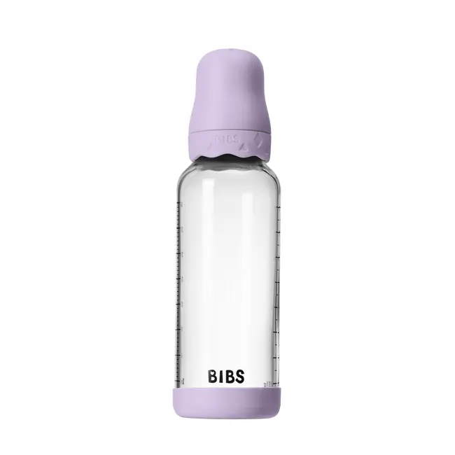 Bibs - set complet biberon boheme din sticla anticolici cu tetina din latex, flux mediu, 240 ml, violet sky bbb50202291