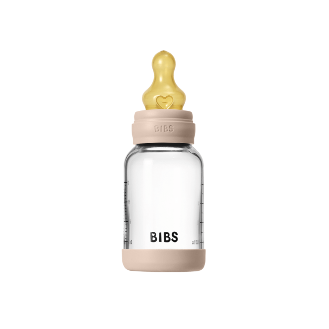 Bibs - set complet biberon din sticla anticolici cu tetina din latex, flux lent, 120 ml, blush bbb5019244