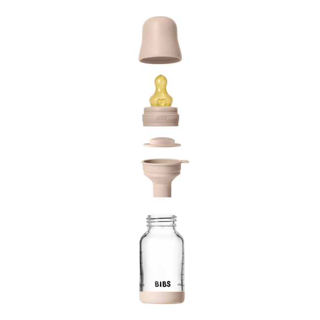 Bibs - set complet biberon din sticla anticolici cu tetina din latex, flux lent, 120 ml, blush bbb5019244