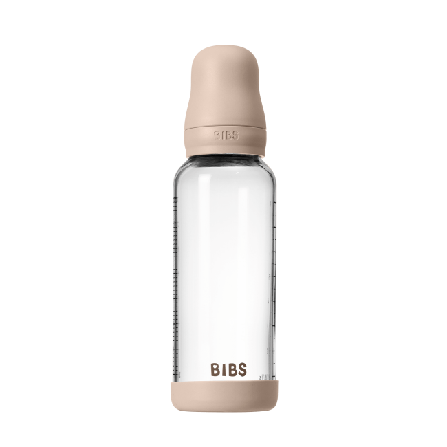 Bibs - set complet biberon din sticla anticolici cu tetina din latex, flux mediu, 240 ml, blush bbb5020244