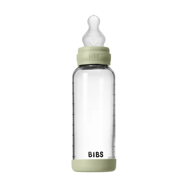 Bibs - set complet biberon din sticla anticolici cu tetina din silicon, flux mediu, 240 ml, sage bbb50201250