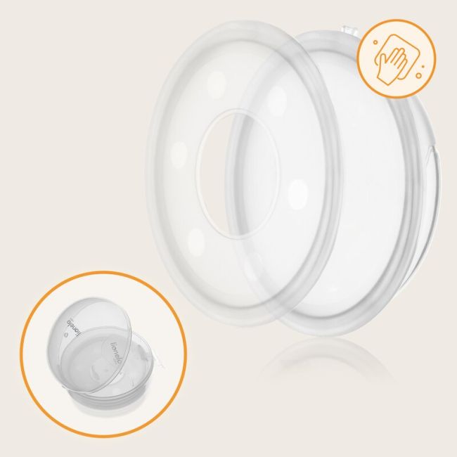 Colector de lapte, Lionelo, Milky, 2 buc, Se potriveste tuturor sutienelor, Cutie depozitare igienica inclusa, Fara bisfenol A, Capacitate 40 ml, Transparent BYNLOC-MILKY_PLUS