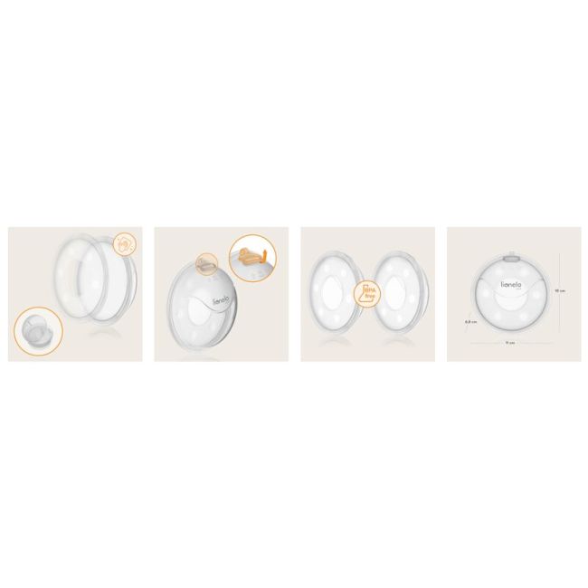 Colector de lapte, Lionelo, Milky, 2 buc, Se potriveste tuturor sutienelor, Cutie depozitare igienica inclusa, Fara bisfenol A, Capacitate 40 ml, Transparent BYNLOC-MILKY_PLUS