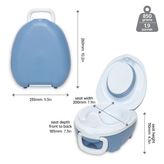 Olita portabila cu capac si maner My Carry Potty, Bleu pastel