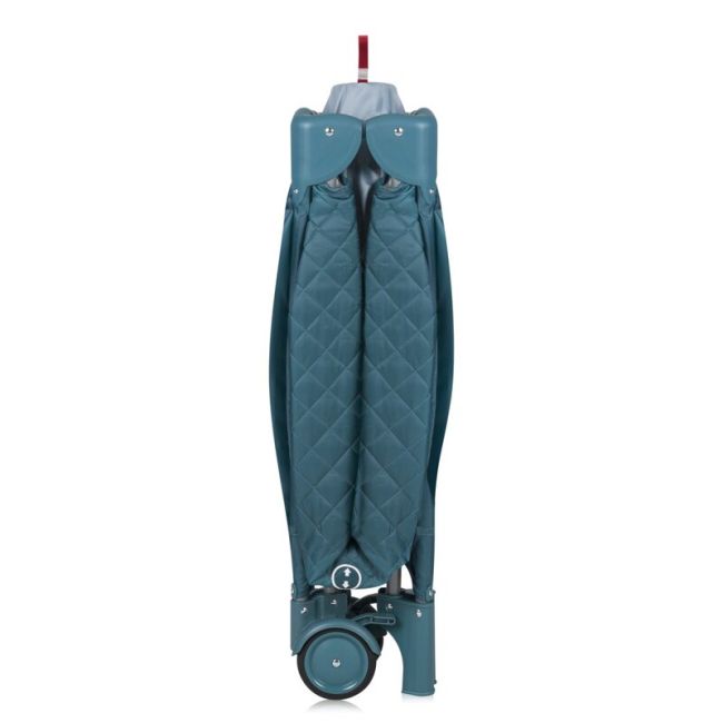 Patut pliant, Lionelo, Flower, Cu doua nivele, Cu arcada, Geanta transport, Masuta de infasat, Bara cu jucarii, Fereastra laterala, 120x60 cm, Conform cu standardele europeane de securitate EN 716 si EN12221, Verde BYNLO-FLOWER_GREEN_TURQUOISE